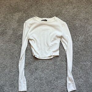 Zara Cream Long Sleeve Crop Top